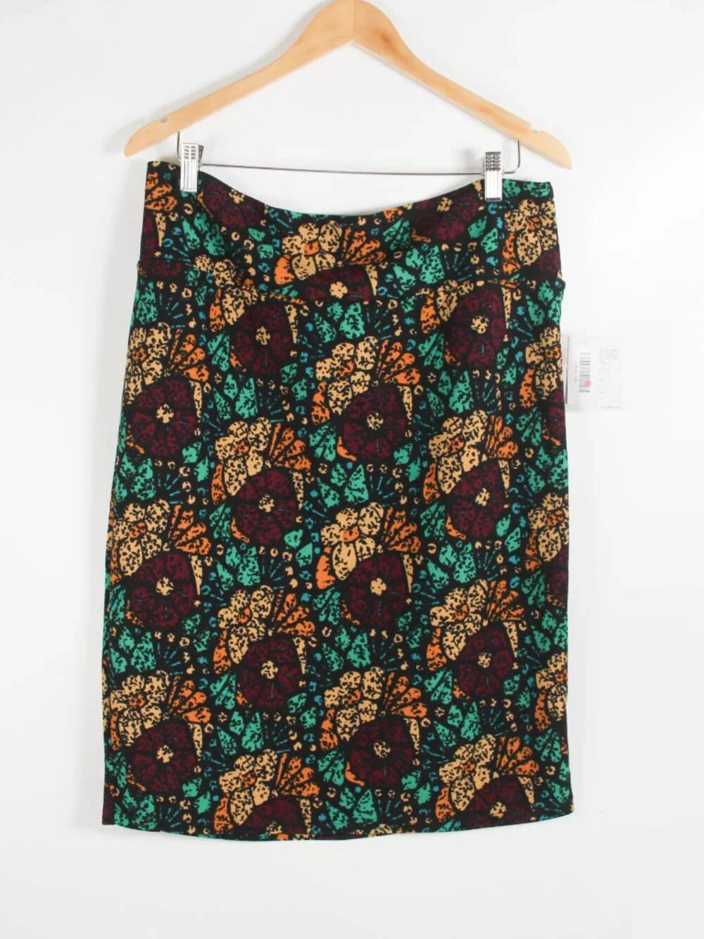 LuLaRoe Cassie Pencil Skirt 2XL Floral Teal Burgundy